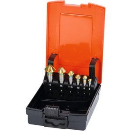 HOLEX Countersink Set in a Case, 90 Deg, TiN Coated, Number of countersinks: 6 150340 6